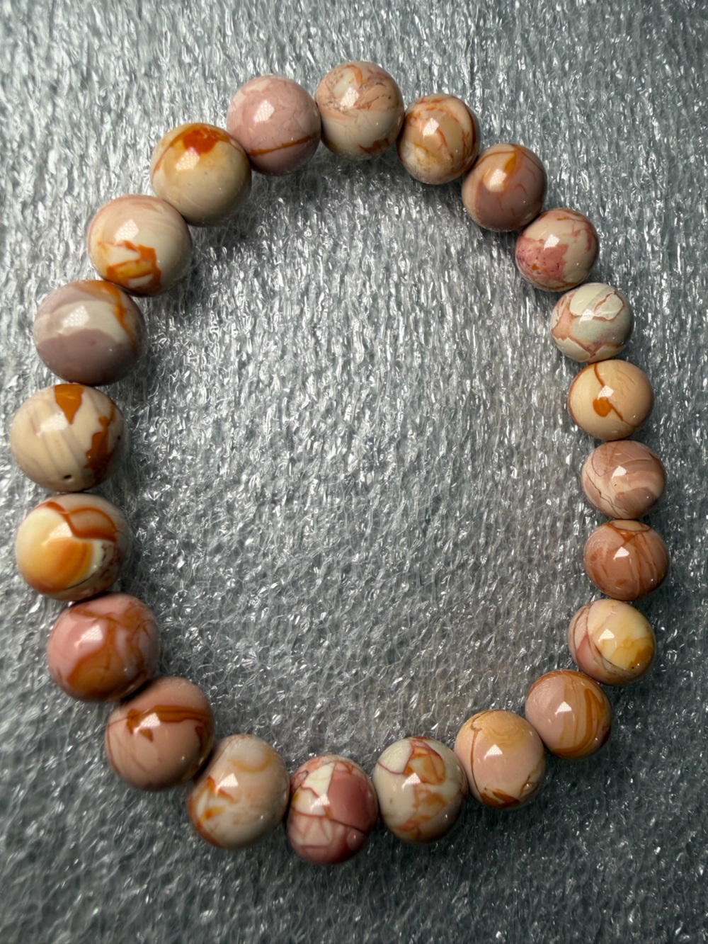 Gorgeous 9MM Caramel Pink Alashan Agate Natural Crystal Bracelet
